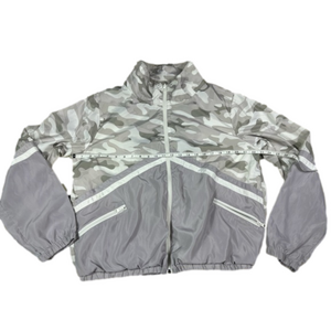 Twain Women’s Gray and White Camo Nylon Windbreaker Jacket Size XL